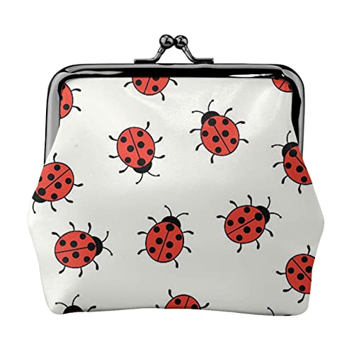 Unendliches gesprenkeltes Muster, Doppelverschluss, Metallrahmen, Leder, Kussschloss, Kleingeldtasche, Geldbörse für Damen, mit Schlüssel, kleine Geldbörsen, Schwarz , Einheitsgröße von EZDLOWVBA