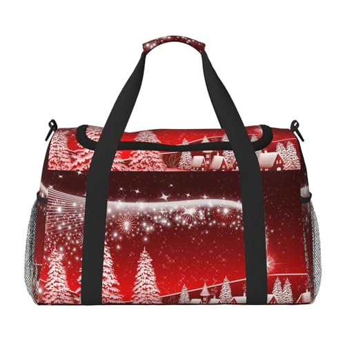 Wochenendtasche, Motiv: Frohe Weihnachten, Motiv: Schneesterne, Turnbeutel, Handgepäck, Wochenendtasche, Handtasche, Schultertasche für Reisen, Fitness von EZDLOWVBA