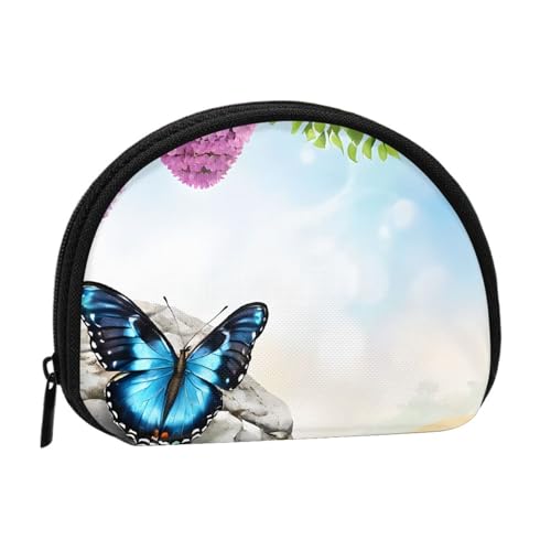 Zen Design Schmetterling Druck Gedruckt Mini Münzbörse mit Reißverschluss - Kleine Geldbörse für Damen & Herren Kompakter Reisegeldorganizer, Schwarz , Einheitsgröße von EZDLOWVBA