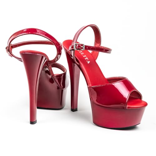 EZILITA Damen 15cm High Heels Plateau Sandaletten Tn-089 red39 von EZILITA