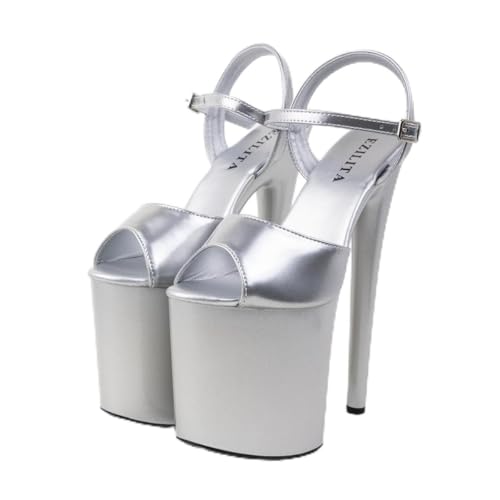 EZILITA Tn-094 Damen Plateau Sandalen silver40 von EZILITA