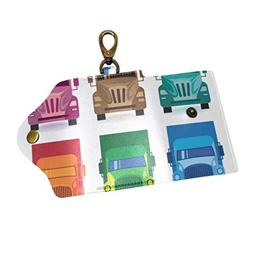 EZIOLY Cartoon Monster Trucks PU Leder Auto Schlüsselanhänger Kartenhalter mit 6 Haken & 1 Schlüsselbund/Ring, Mehrfarbig, Einheitsgröße von EZIOLY