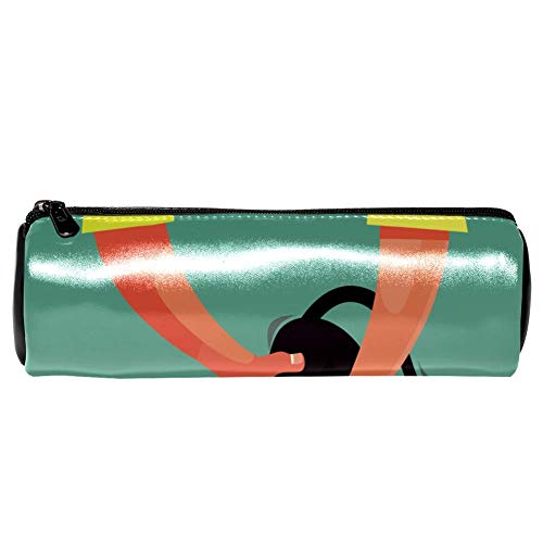 EZIOLY Cat Resist Bathing Leather Barrel Pen Pencil Case Coin Purse Pouch Cosmetic Makeup Bag for Student Stationery School Work Office Storage von EZIOLY