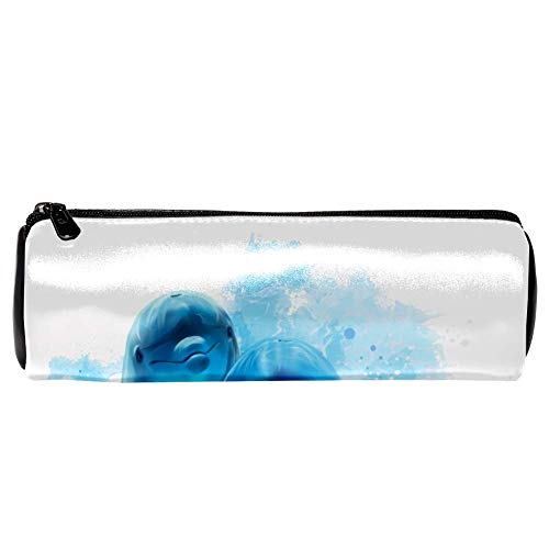 EZIOLY Dolphin Greet Leder Barrel Stift Bleistift Fall Münze Geldbörse Tasche Kosmetik Make-up Tasche für Studenten Schreibwaren Schule Arbeit Büro Lagerung von EZIOLY