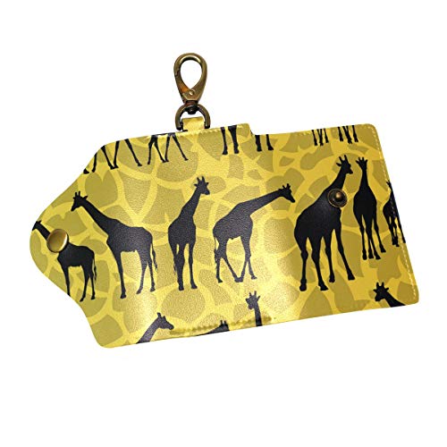 EZIOLY Giraffe Textur PU Leder Auto Schlüsselanhänger Kartenhalter mit 6 Haken & 1 Schlüsselbund/Ring, Mehrfarbig #6, Einheitsgröße von EZIOLY