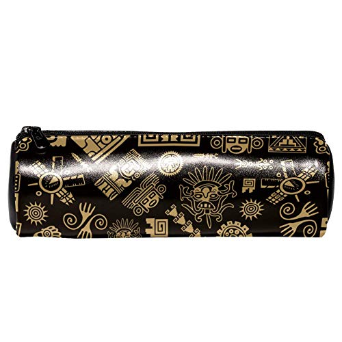 EZIOLY Maya Design für Fashion Print Leder Barrel Stift Bleistift Fall Münze Geldbörse Tasche Kosmetik Make-up Tasche für Studenten Schreibwaren Schule Arbeit Büro Lagerung von EZIOLY