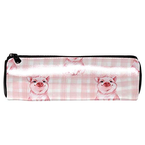 EZIOLY Niedliches rosa Schweine-Leder Barrel Stift Bleistift Fall Münze Geldbörse Tasche Kosmetik Make-up Tasche für Schüler Schreibwaren Schule Arbeit Büro Lagerung von EZIOLY