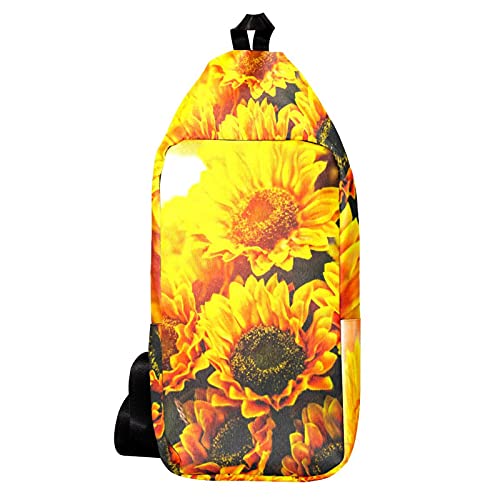 EZIOLY Sonnenlicht- und Sonnenblumen-Schulter-Rucksack, Umhängetasche, Reisen, Wandern, Tagesrucksack für Herren und Damen von EZIOLY