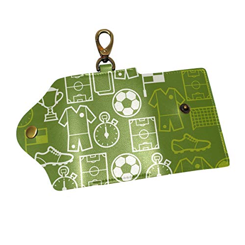 EZIOLY Sport-Fußball-Symbole PU-Leder Auto-Schlüsselanhänger Kartenhalter mit 6 Haken und 1 Schlüsselanhänger/Ring, Mehrfarbig, Einheitsgröße von EZIOLY