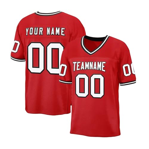 American Football Trikot Personalisierte Uniformen Teamname Nummer für Herren Damen Kinder Shirts Hip Hop A4 von EZJOBLA