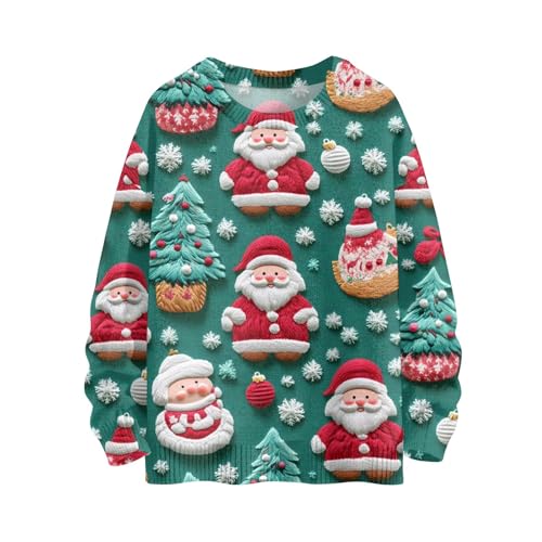 EZJOBLA Hässliche Weihnachtspullover Weihnachtspullover Ugly Christmas Sweater Pullover Weihnachten Damen Jumper Damen Weihnachtspulli Damen Weihnachtspullover Lustige Pullover Ugly Grün M von EZJOBLA