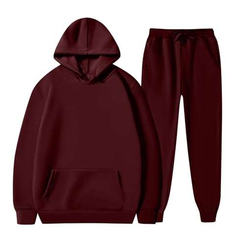 EZJOBLA Hausanzug Damen Kleidung Gym Outfit Set Pilates Zweiteiler Jogginganzug Zwei Teiler Sweatpants Baumwolle Strick Rot S von EZJOBLA