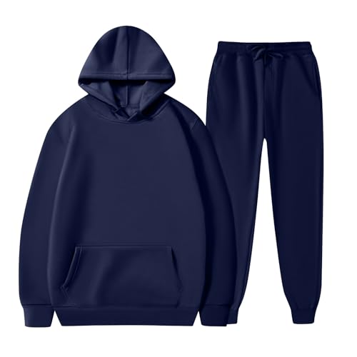 EZJOBLA Jogginganzug Damen Homewear Set Trainingsanzug Freizeitanzug Sport Zweiteiler Hoodie Jogger Pyjama Blau XL von EZJOBLA
