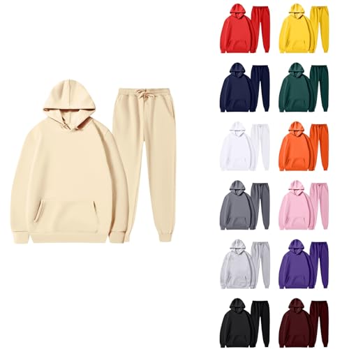 EZJOBLA Jogginganzug Damen Lounge Set Clothes Loungewear Weihnachts Strickanzug Winteranzug Skianzug 2 Teilig Kleidung Beige M von EZJOBLA