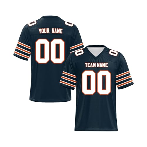 EZJOBLA Personalisierte Fußball-Trikots für Herren Personalisiertes Trikot Personalisierbar American Football Trikots hinzufügen Teamnamennummer Damen Jugend A6 von EZJOBLA