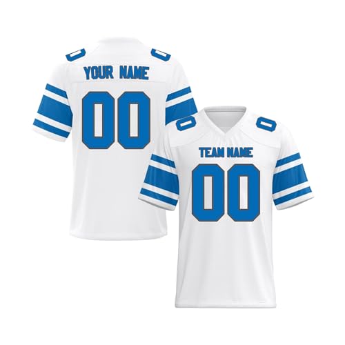 EZJOBLA Personalisierte Fußball-Trikots für Herren Personalisiertes Trikot Personalisierbar American Football Trikots hinzufügen Teamnamennummer Damen Jugend A21 von EZJOBLA
