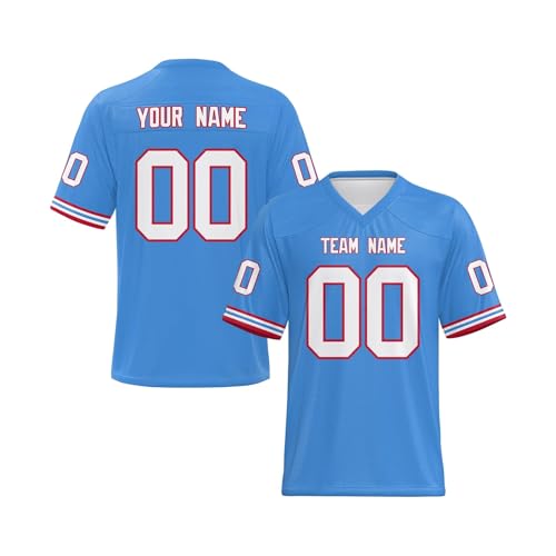 EZJOBLA Personalisierte Fußball-Trikots für Herren Personalisiertes Trikot Personalisierbar American Football Trikots hinzufügen Teamnamennummer Damen Jugend A24 von EZJOBLA