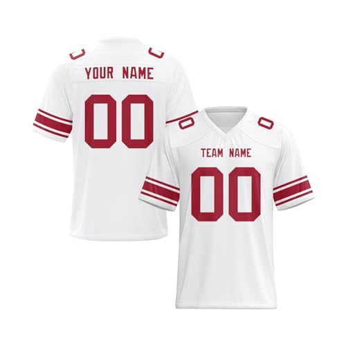 EZJOBLA Personalisierte Fußball-Trikots für Herren Personalisiertes Trikot Personalisierbar American Football Trikots hinzufügen Teamnamennummer Damen Jugend A27 von EZJOBLA