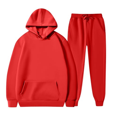 EZJOBLA Trainingsanzug Damen Anzug Hosenanzug Hoodie Schwarz Warmer Hausanzug Strickanzug Zweiteiler Skianzug Rot L von EZJOBLA