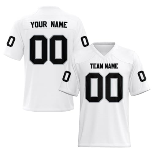 Personalisiertes American Football Trikot Print mit Namen Nummer Blank Practice Jersey Shirts Hip Hop Party für Herren Damen Kinder A6 von EZJOBLA