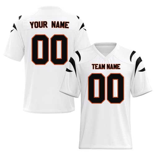 Personalisiertes American Football Trikot Print mit Namen Nummer Blank Practice Jersey Shirts Hip Hop Party für Herren Damen Kinder A19 von EZJOBLA