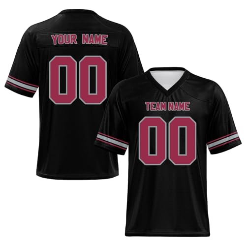 Personalisiertes American Football Trikot Print mit Namen Nummer Blank Practice Jersey Shirts Hip Hop Party für Herren Damen Kinder A22 von EZJOBLA