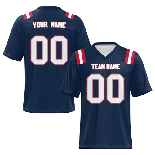 Personalisiertes American Football Trikot Print mit Namen Nummer Blank Practice Jersey Shirts Hip Hop Party für Herren Damen Kinder A13 von EZJOBLA