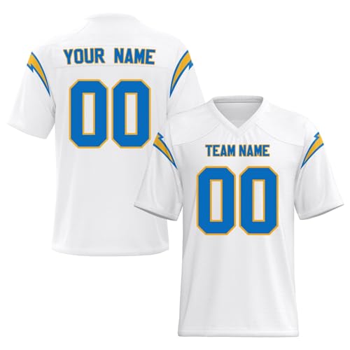 Personalisiertes American Football Trikot Print mit Namen Nummer Blank Practice Jersey Shirts Hip Hop Party für Herren Damen Kinder A25 von EZJOBLA