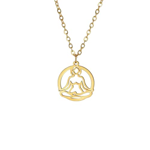 EZRPEMXL Halskette Anhänger Yoga Buddha Anhänger Halsketten für Frauen Männer Goldene Farbe Yoga Symbol Charms Kette Halskette Schmuck Geschenk Weiblich Geburtstagsgeschenk von EZRPEMXL