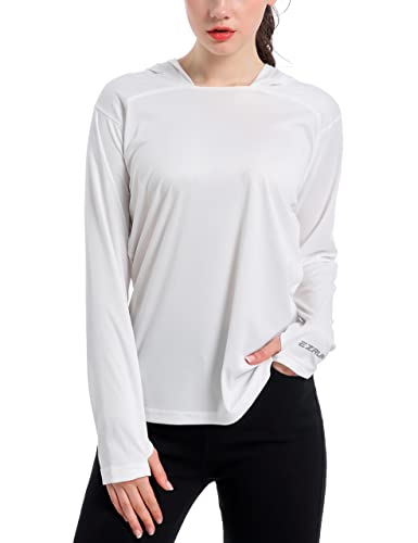 Damen UPF 50+ UV Sonnenschutz Hoodie Shirt Dry Fit LSF Langarm Sonnenshirt Outdoor Performance Angeln Wandern Shirts von EZRUN
