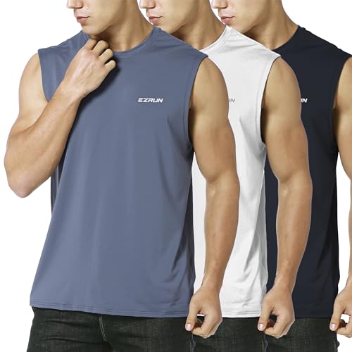 EZRUN Ärmelloses Herren-Shirt, schnelltrocknend, Workout, Schwimmshirt, Fitnessstudio, Muskeln, athletisch, Strand, Tanktop, Schwarz/Weiß/Grau, 4X-Large Hoch EZRUN Ärmelloses Herren-Shirt, schnelltrocknend, Workout, Schwimmshirt, Fitnessstudio, Muskeln, athletisch, Strand, Tanktop, Schwarz/Weiß/Grau, 4X-Large Hoch von EZRUN