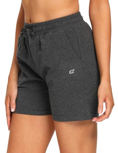 EZRUN Damen Lounge Bermuda Shorts Workout Activewear Gym Jogger Yoga Sweatshorts mit Taschen, Damen, Anthrazit, XX-Large von EZRUN