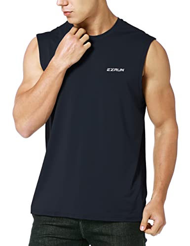 EZRUN Herren ärmelloses Shirt, schnell trocknend, Workout, Schwimmshirt, Fitnessstudio, Muskel, athletisch, Strand, Tanktop von EZRUN