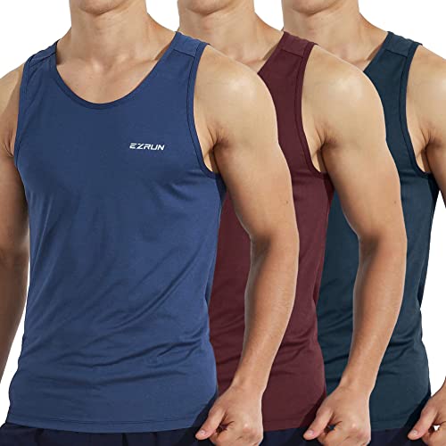 EZRUN Schnell trocknendes Sport-Tanktop für Herren, für Bodybuilding, Fitnessstudio, Joggen, Laufen, Fitness-Training, Workout, ärmellose Shirts von EZRUN