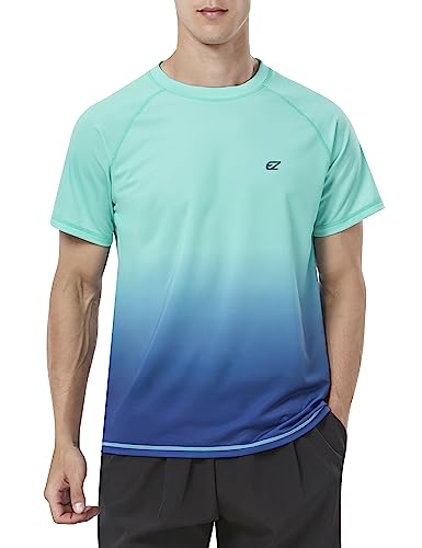 Herren-Bade-Shirt, Rashguard, kurzärmelig, LSF 50+, UV-Sonnenschutz, LSF, schnell trocknend, Schwimmen, Angeln, Wasser, Strand, T-Shirts von EZRUN