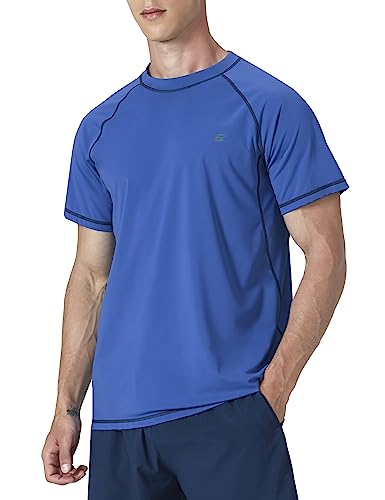 Herren-Bade-Shirt, Rashguard, kurzärmelig, LSF 50+, UV-Sonnenschutz, LSF, schnell trocknend, Schwimmen, Angeln, Wasser, Strand, T-Shirts von EZRUN