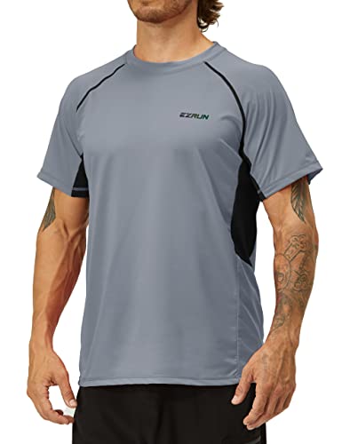 Herren-Bade-Shirts, Rashguard, Sommer, LSF 50+, UV-Sonnenschutz, Angeln, Strand, Shirts für Männer, schnell trocknend, kurze Ärmel (Weiß, M) von EZRUN