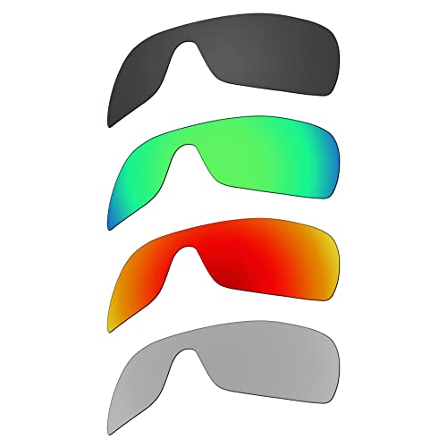 EZReplace Ersatzgläser für Oakley Batwolf OO9101 Sonnenbrillen (polarisierte Gläser) - Passend für Oakley Batwolf Rahmen (Kohlenschwarz+Frühlingsgrün+Feuerrot+Metall Silber) von EZReplace