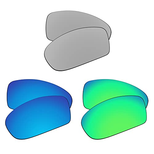 EZReplace Ersatzgläser für Oakley Fives Squared Sonnenbrillen (polarisierte Gläser) - Passend für Oakley Fives Squared Rahmen (Metallsilber+Eisblau+Frühlingsgrün) von EZReplace