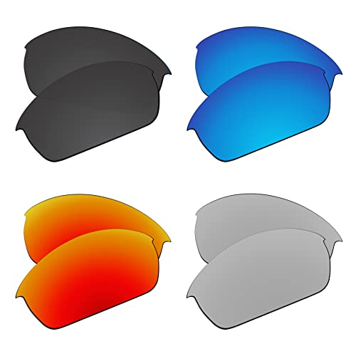 EZReplace Ersatzgläser für Oakley Flak Jacket Sonnenbrillen (polarisierte Gläser) - Passend für Oakley Flak Jacket Rahmen (Kohlenschwarz+Eisblau+Feuerrot+Metall Silber) von EZReplace