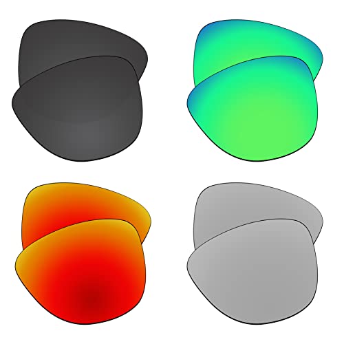 EZReplace Ersatzgläser für Oakley Frogskins OO9013 Sonnenbrillen (polarisierte Gläser) - Passend für Oakley Frogskins Rahmen (Kohlenschwarz+Frühlingsgrün+Feuerrot+Metall Silber) von EZReplace