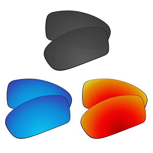 EZReplace Ersatzgläser für Oakley Gauge 8 M OO4124-57 mm Sonnenbrille (polarisierte Gläser), passend für Oakley Gauge 8 M Rahmen (Carbon Black + Ice Blue + Fire Red), Carbon Black + Ice Blue + Fire von EZReplace