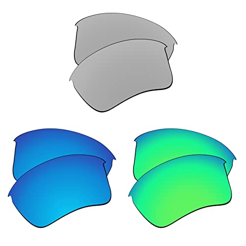 EZReplace Ersatzgläser for Oakley Half Jacket 2.0 XL OO9144 Sonnenbrillen (polarisierte Gläser) - Passend for Oakley Half Jacket 2.0 XL Rahmen (Metallsilber+Eisblau+Frohlingsgron) von EZReplace