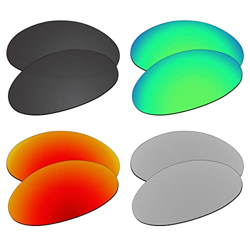 EZReplace Ersatzgläser für Oakley Romeo 1 Sonnenbrille (polarisierte Gläser) – passend für Oakley Romeo 1 Rahmen (Carbon Black+Spring Green+Fire Red+Metal Silver), Carbon Schwarz + Spring Green + von EZReplace