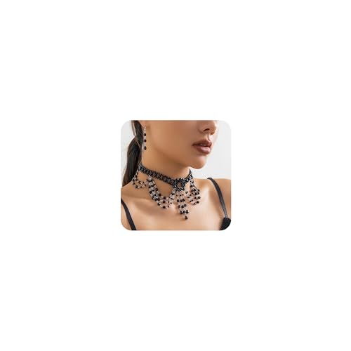 EZSONA Elegantes Hochzeits-Brautschmuck-Set – Kristall-Strass-Statement-Halskette und Tropfen-Ohrringe – ideal für Bräute, Brautjungfern und Abschlussbälle EZSONA Elegantes Hochzeits-Brautschmuck-Set – Kristall-Strass-Statement-Halskette und Tropfen-Ohrringe – ideal für Bräute, Brautjungfern und Abschlussbälle von EZSONA