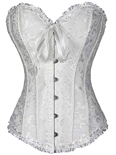 ShiyiUP Spitze Korsett Bauchweg Vintage Korsage Überbrust Damen Taillenformer Shaperwear Push UP von EZSTAX