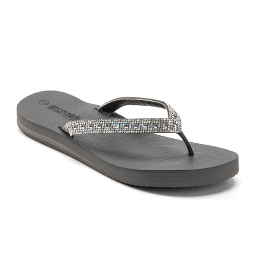 EZSURF Bequeme Damen-Flip-Flops, gepolsterte Sandalen mit Yogamatte, zum Reinschlüpfen, für drinnen und draußen, Rs-Grau, 39.5 EU von EZSURF