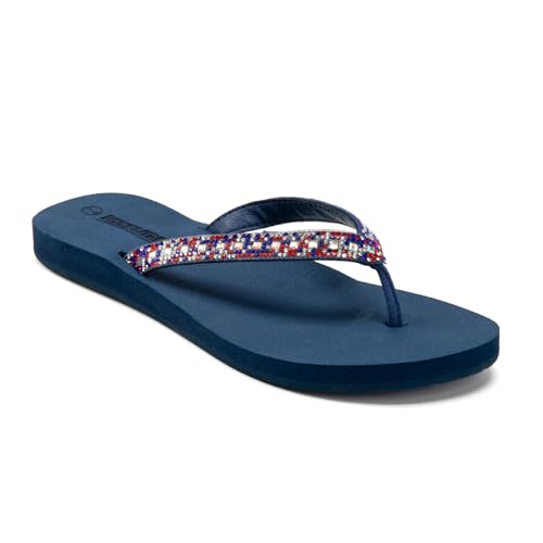 EZSURF Bequeme Damen-Flip-Flops, gepolsterte Sandalen mit Yogamatte, zum Reinschlüpfen, für drinnen und draußen, Rs-navy, 37.5 EU von EZSURF
