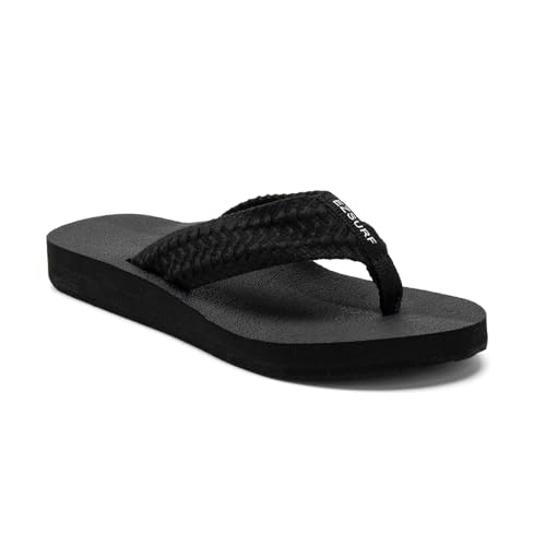 EZSURF Bequeme Damen-Flip-Flops mit gewebtem Riemen, gepolsterte Fußgewölbeunterstützung, Sandalen, lässige Strandschuhe, Schwarz, 42 EU EZSURF Bequeme Damen-Flip-Flops mit gewebtem Riemen, gepolsterte Fußgewölbeunterstützung, Sandalen, lässige Strandschuhe, Schwarz, 42 EU von EZSURF