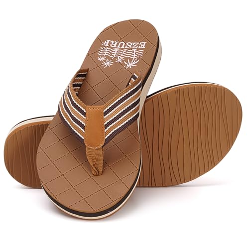 EZSURF Damen-Flip-Flops, bequeme Sommer-Strand-Hausschuhe mit Fußgewölbeunterstützung, Khaki, 37.5 EU von EZSURF